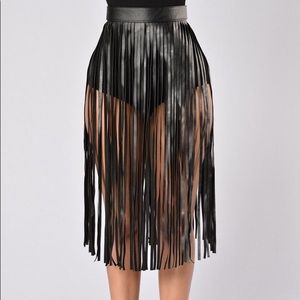 Faux leather fringe belt- never worn!